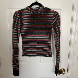 URBAN OUTFITTERS STRIPED MOCK NECK LONG SLEEVE